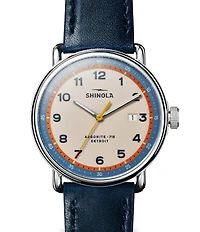 SHINOLA Men's Canfield Quartz Analog Blue Leather Strap Watch