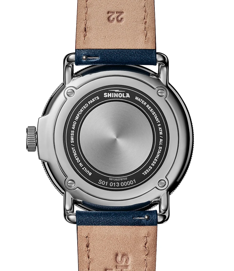SHINOLA Men's Canfield Quartz Analog Blue Leather Strap Watch