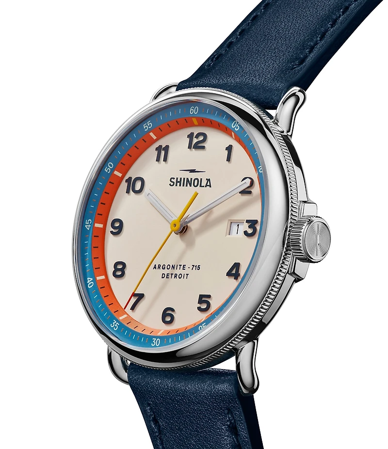 SHINOLA Men's Canfield Quartz Analog Blue Leather Strap Watch