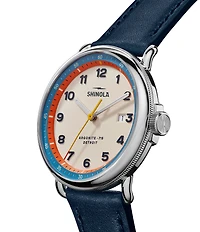 SHINOLA Men's Canfield Quartz Analog Blue Leather Strap Watch