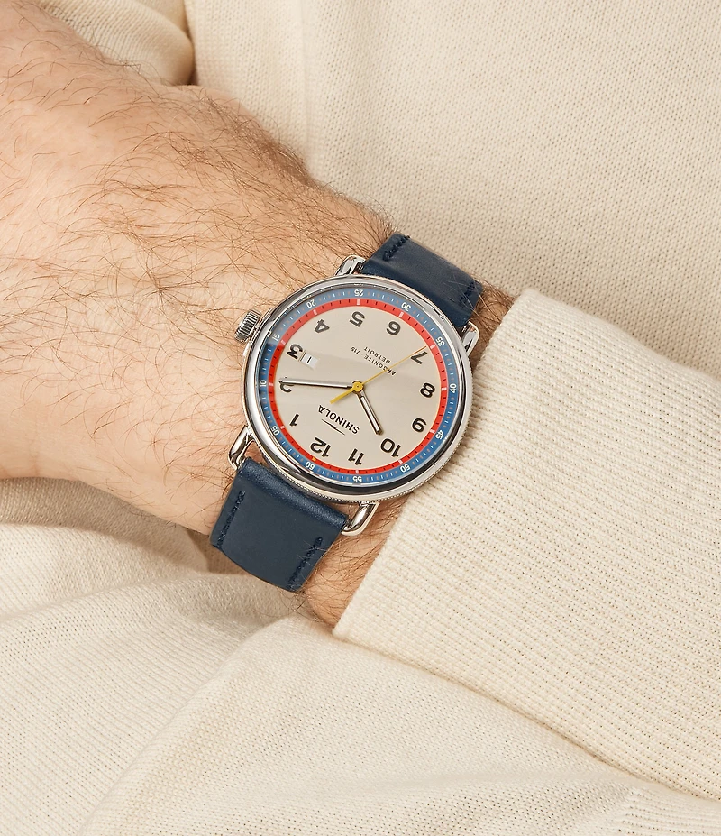 SHINOLA Men's Canfield Quartz Analog Blue Leather Strap Watch
