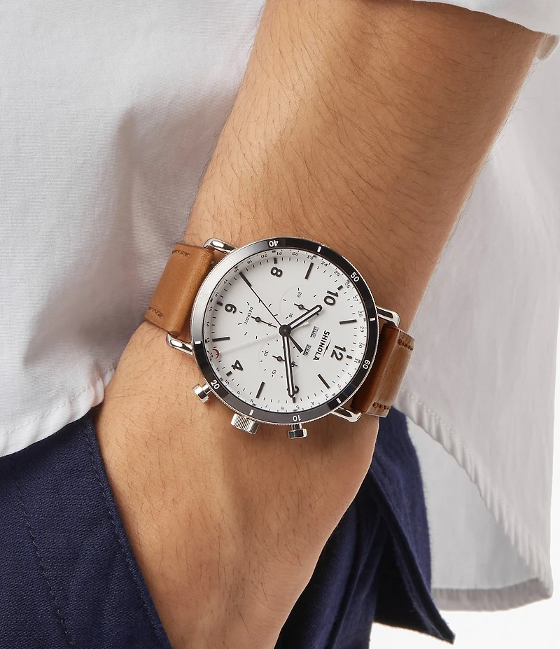 SHINOLA Men's Canfield Sport Chronograph Leather Strap Watch