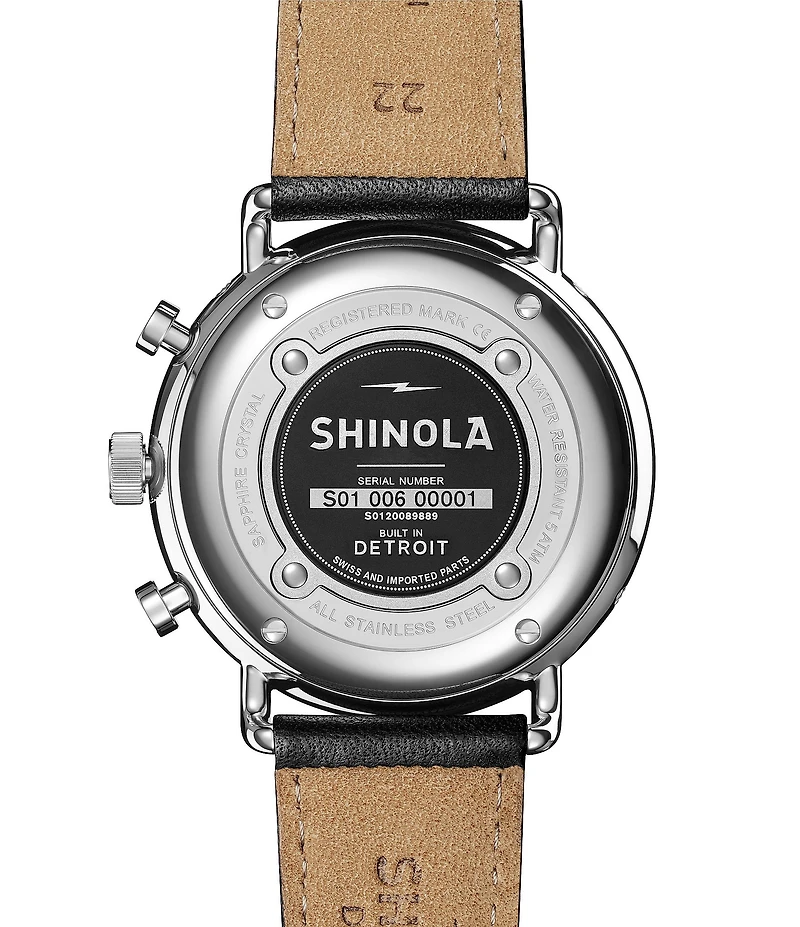 SHINOLA Men's Canfield Sport Chronograph Leather Strap Watch