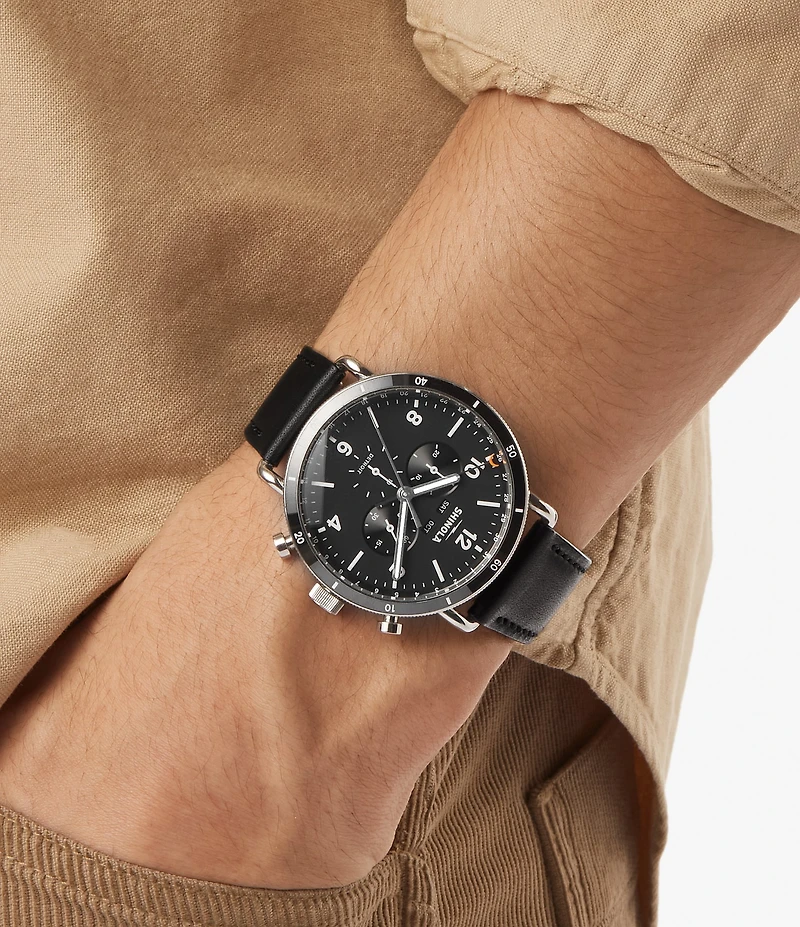 SHINOLA Men's Canfield Sport Chronograph Leather Strap Watch