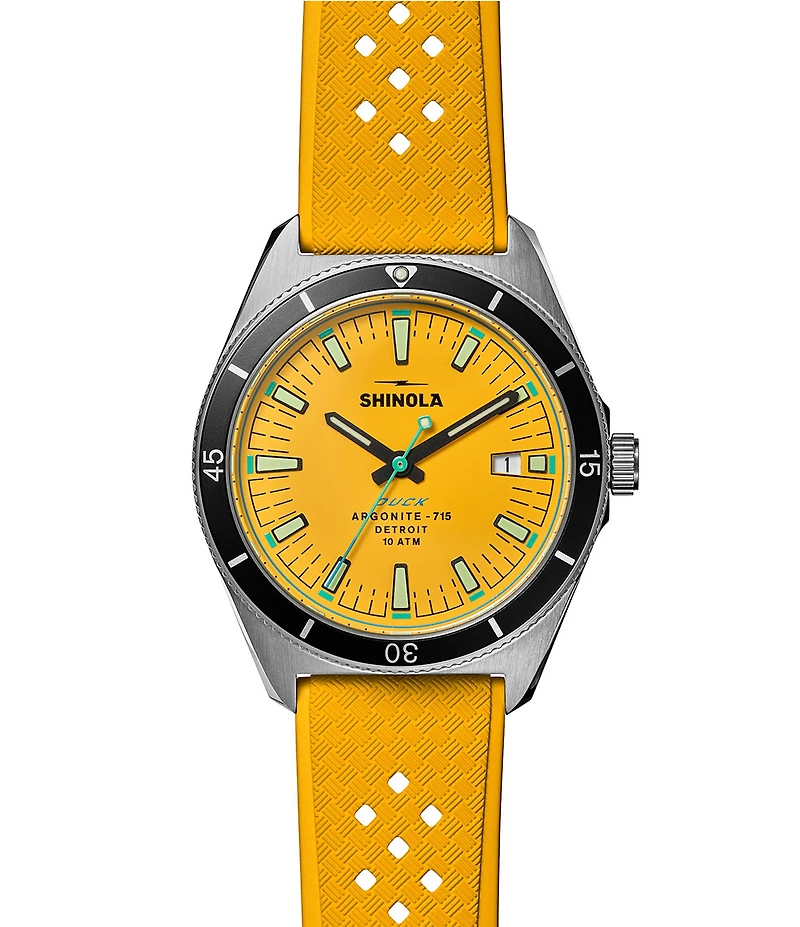 SHINOLA Men's Duck Quartz Analog Rubber Strap Watch