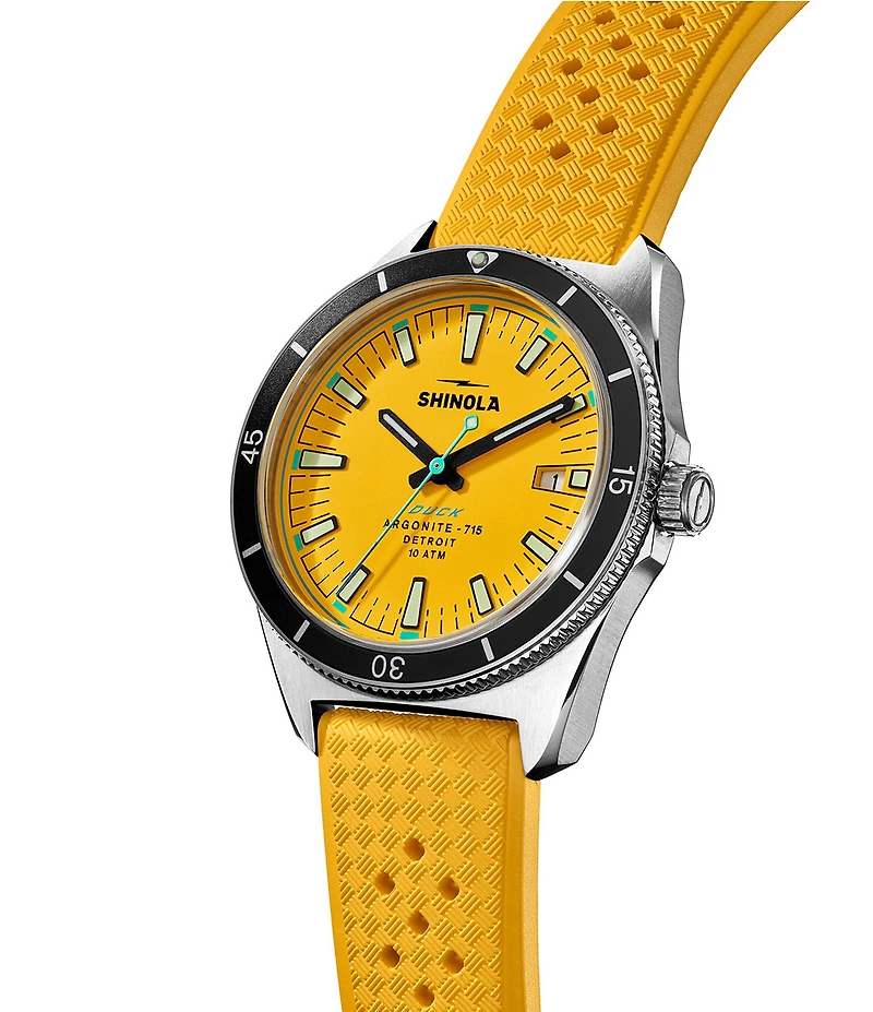 SHINOLA Men's Duck Quartz Analog Rubber Strap Watch