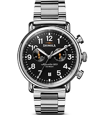 SHINOLA Men's Runwell Chronograph Black Dial Stainless Steel Bracelet Watch