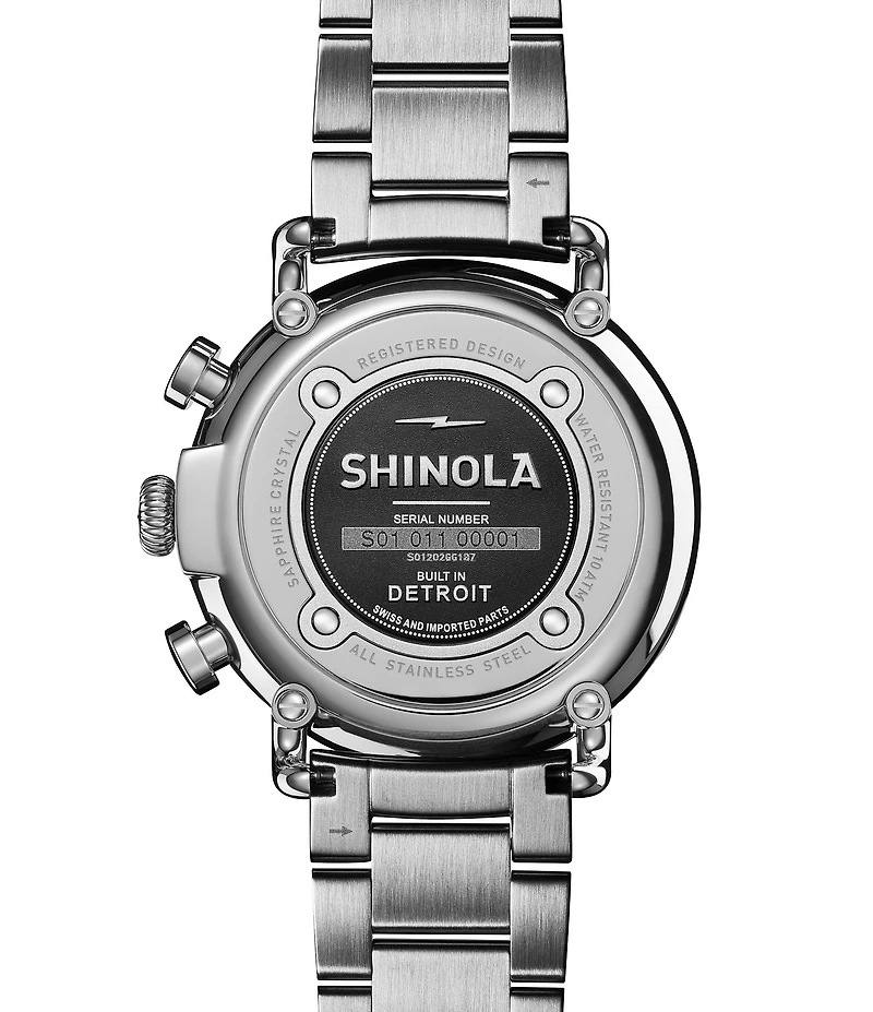 SHINOLA Men's Runwell Chronograph Black Dial Stainless Steel Bracelet Watch