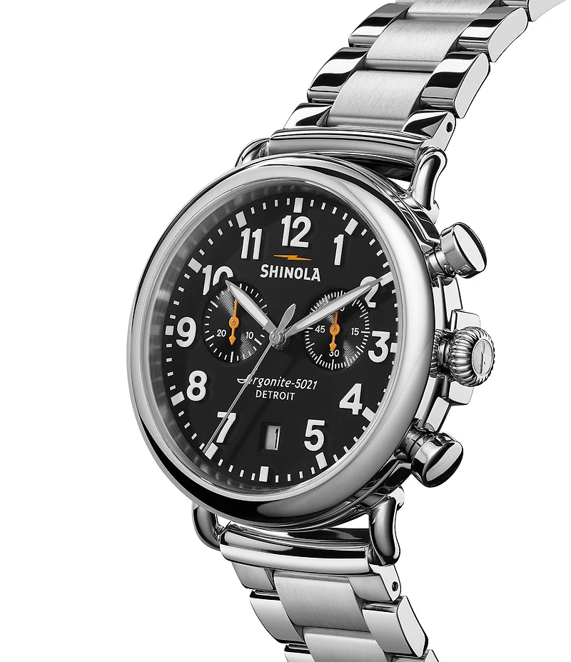 SHINOLA Men's Runwell Chronograph Black Dial Stainless Steel Bracelet Watch