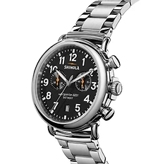 SHINOLA Men's Runwell Chronograph Black Dial Stainless Steel Bracelet Watch