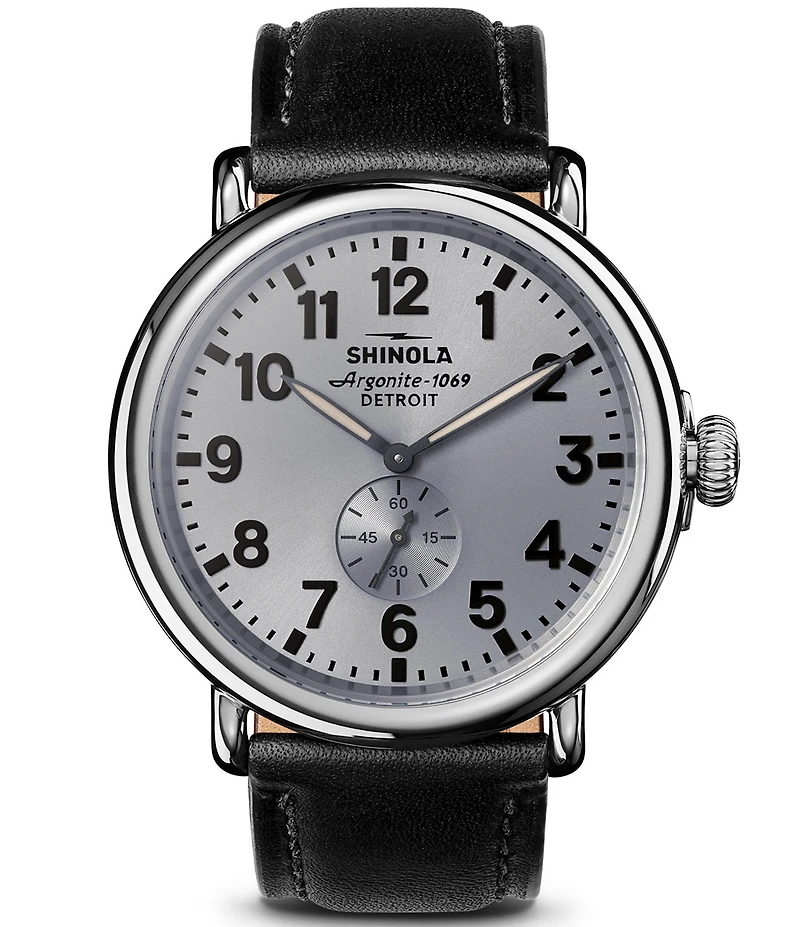 SHINOLA Men's Runwell Quartz Analog Black Leather Strap Watch