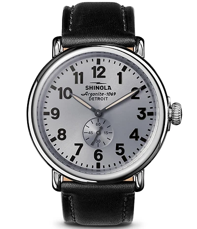 SHINOLA Men's Runwell Quartz Analog Black Leather Strap Watch