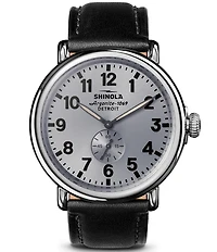 SHINOLA Men's Runwell Quartz Analog Black Leather Strap Watch