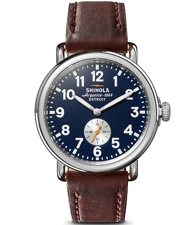 SHINOLA Men's Runwell Quartz Analog Brown Leather Strap Watch