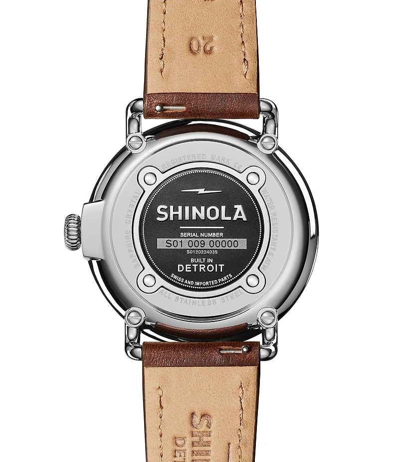 SHINOLA Men's Runwell Quartz Analog Brown Leather Strap Watch