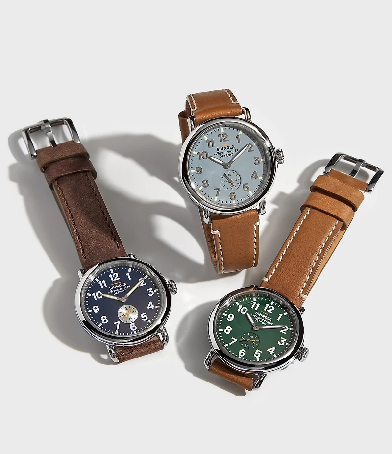 SHINOLA Men's Runwell Quartz Analog Brown Leather Strap Watch