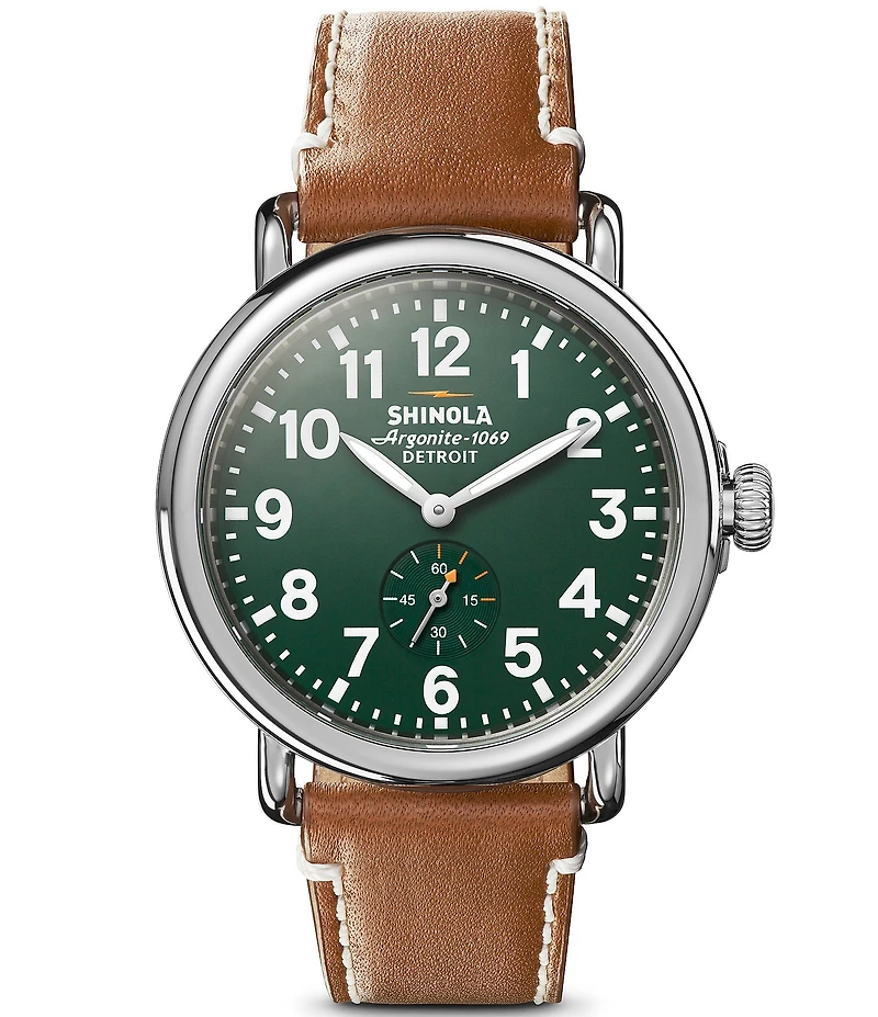 SHINOLA Men's Runwell Quartz Analog Brown Leather Strap Watch