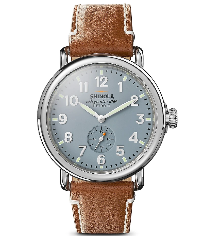 SHINOLA Men's Runwell Quartz Analog Brown Leather Strap Watch