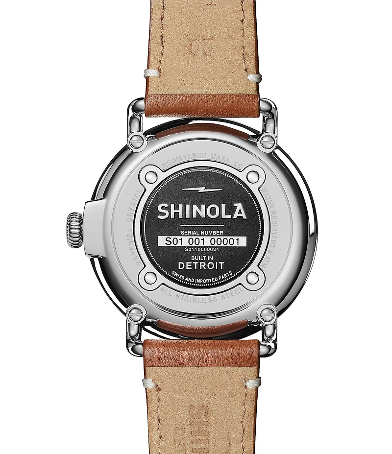 SHINOLA Men's Runwell Quartz Analog Brown Leather Strap Watch
