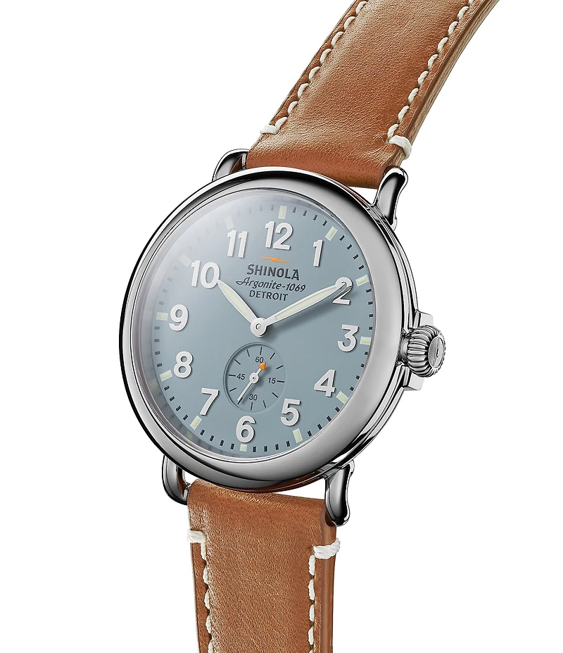 SHINOLA Men's Runwell Quartz Analog Brown Leather Strap Watch
