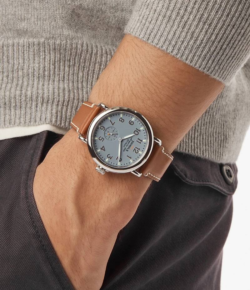 SHINOLA Men's Runwell Quartz Analog Brown Leather Strap Watch