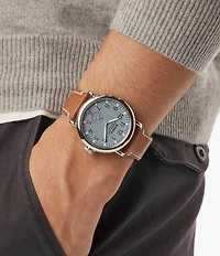 SHINOLA Men's Runwell Quartz Analog Brown Leather Strap Watch