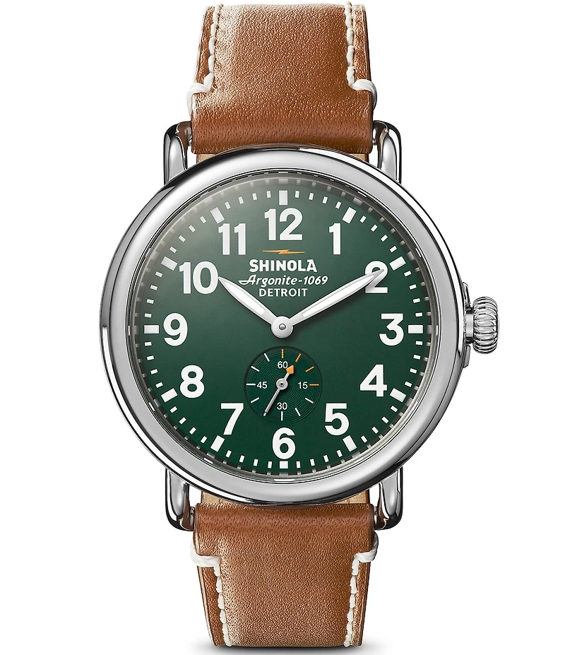 SHINOLA Men's Runwell Quartz Analog Brown Leather Strap Watch