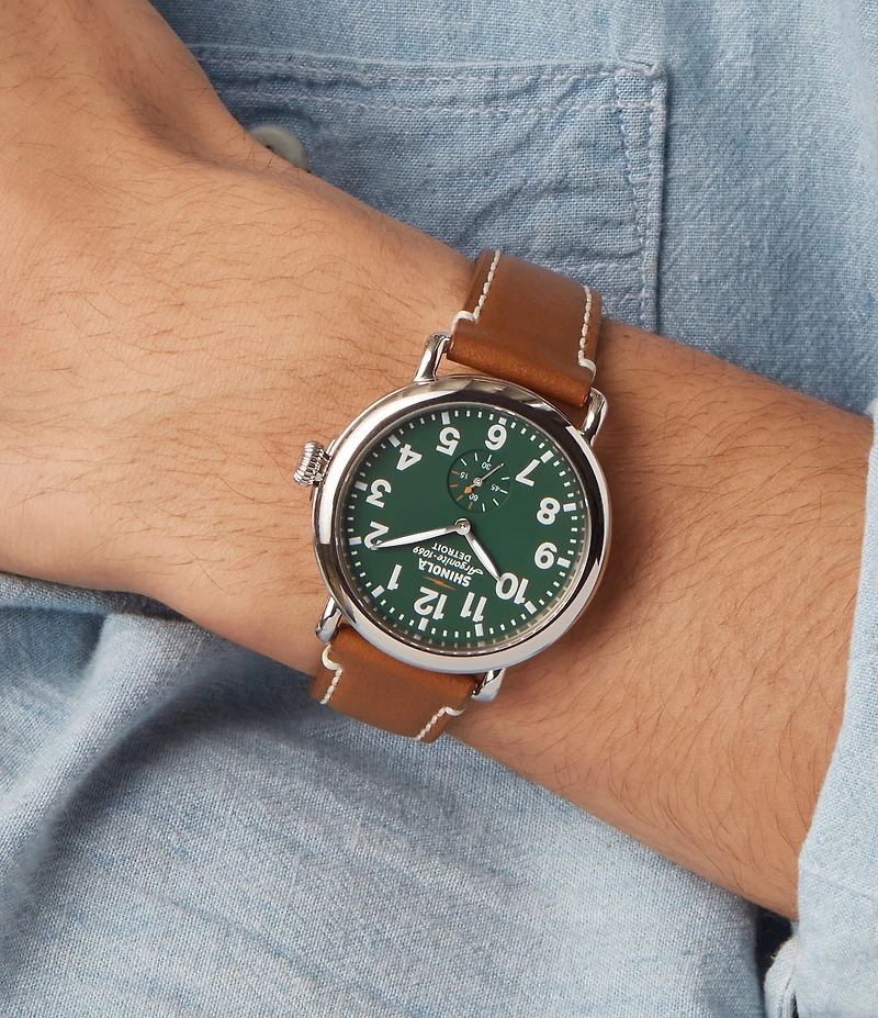 SHINOLA Men's Runwell Quartz Analog Brown Leather Strap Watch