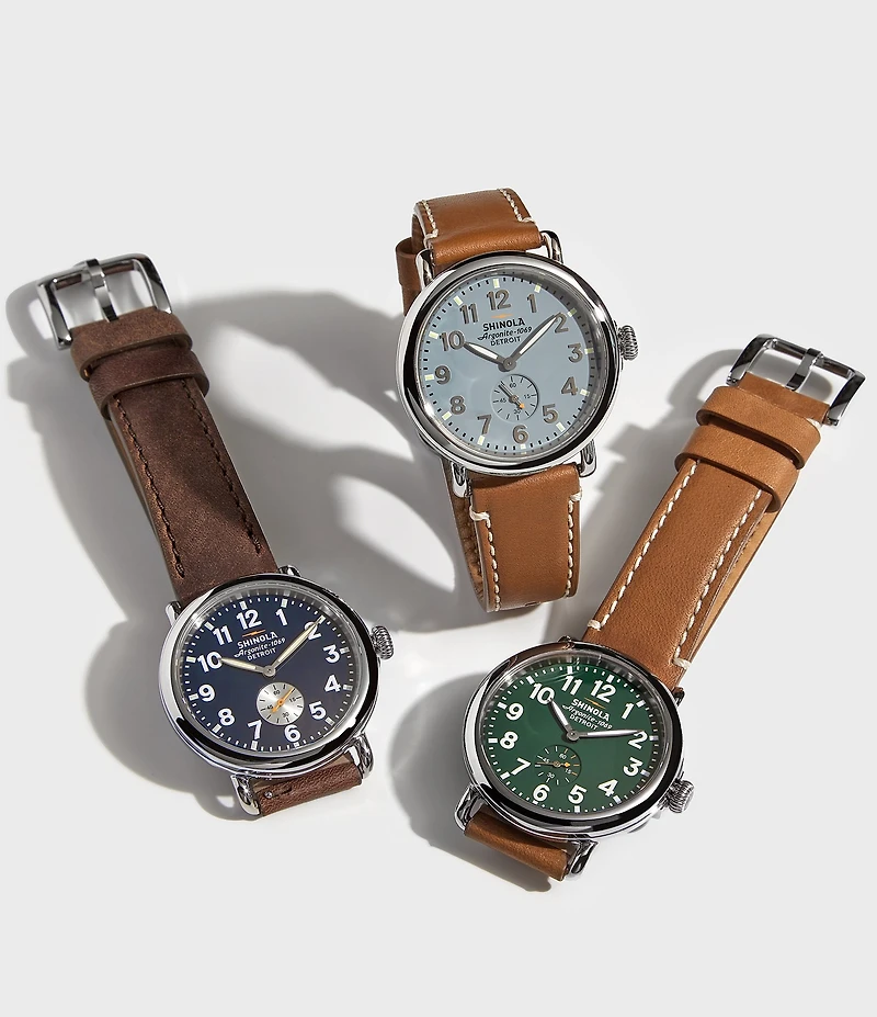 SHINOLA Men's Runwell Quartz Analog Brown Leather Strap Watch