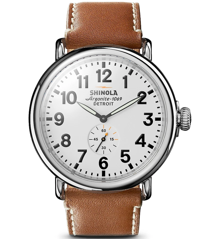 SHINOLA Men's Runwell Quartz Analog Tan Leather Strap Watch