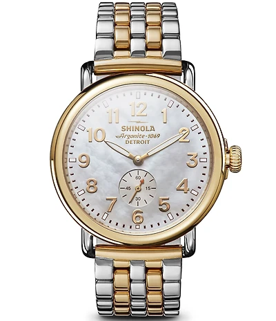 SHINOLA Men's Runwell Quartz Analog Two Tone Stainless Steel Bracelet Watch