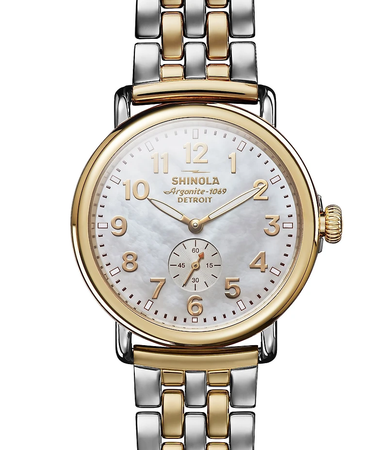 SHINOLA Men's Runwell Quartz Analog Two Tone Stainless Steel Bracelet Watch