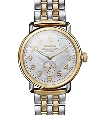 SHINOLA Men's Runwell Quartz Analog Two Tone Stainless Steel Bracelet Watch