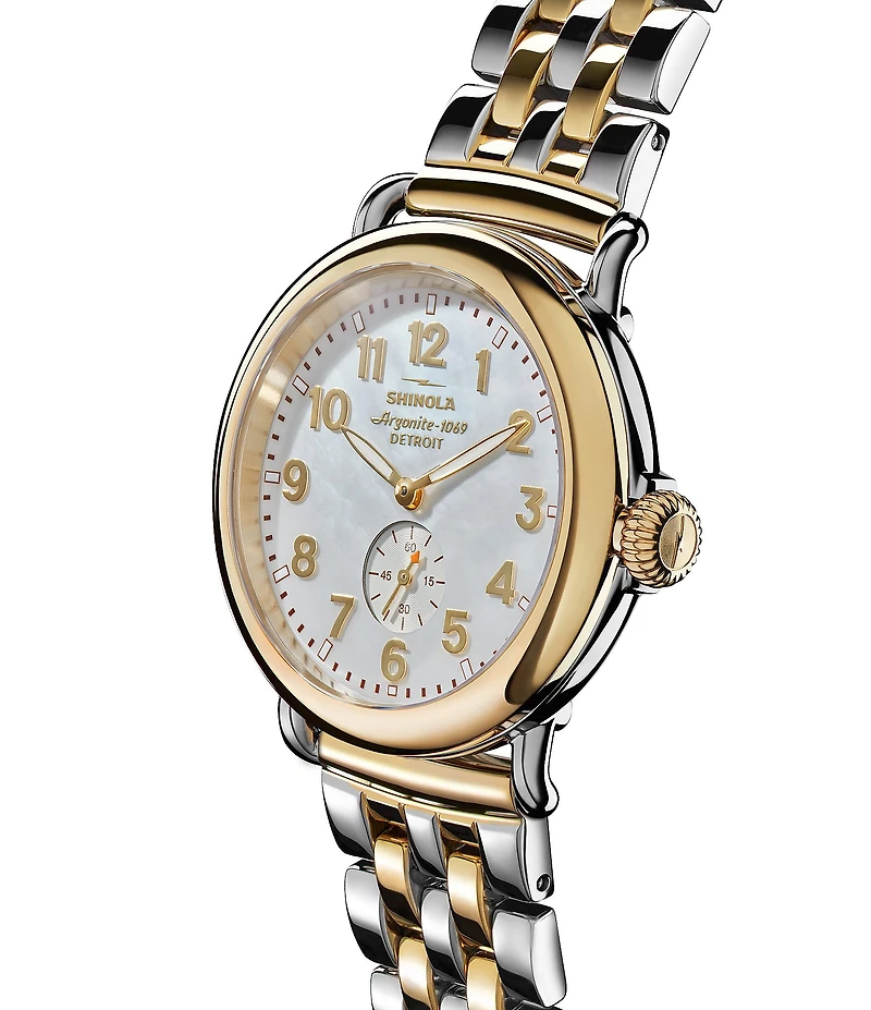 SHINOLA Men's Runwell Quartz Analog Two Tone Stainless Steel Bracelet Watch