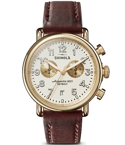 SHINOLA Men's Runwell Quartz Chronograph Leather Strap Watch