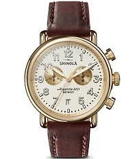 SHINOLA Men's Runwell Quartz Chronograph Brown Leather Strap Watch