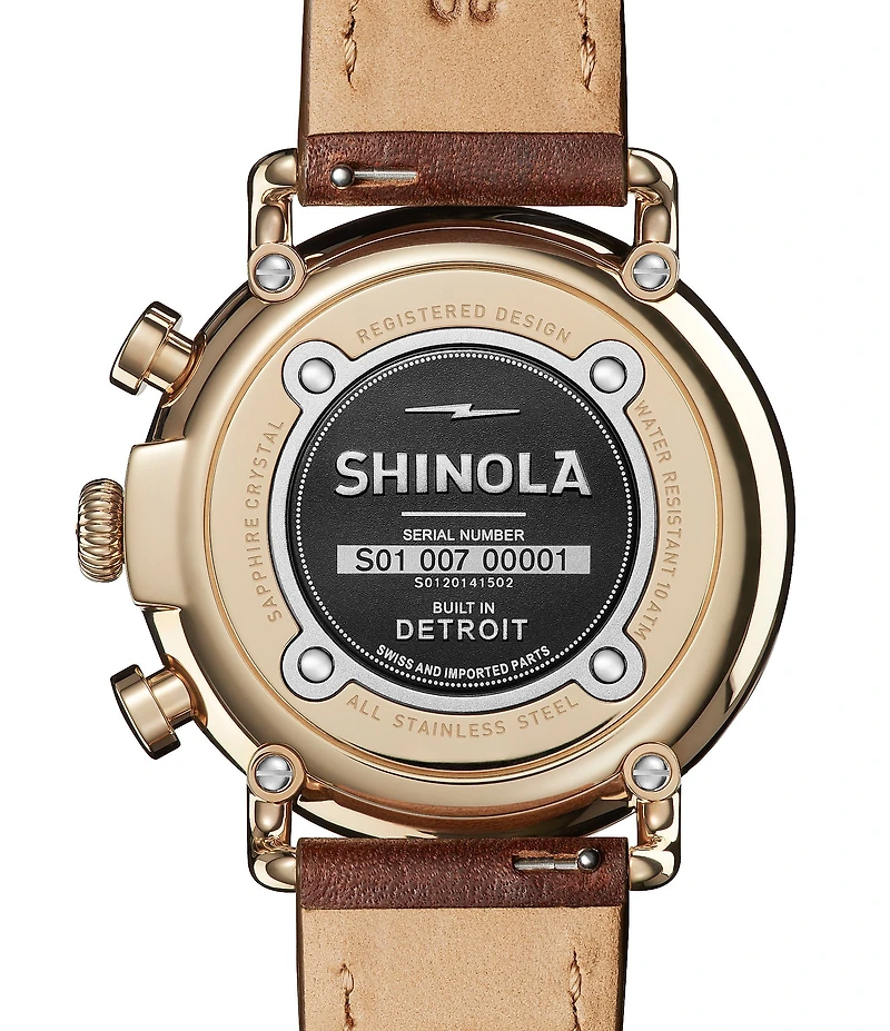 SHINOLA Men's Runwell Quartz Chronograph Brown Leather Strap Watch