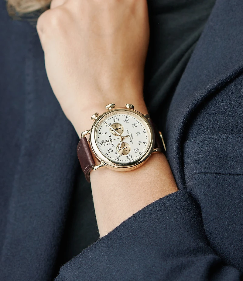 SHINOLA Men's Runwell Quartz Chronograph Leather Strap Watch