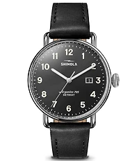 SHINOLA Unisex Canfield 3 Hand Analog Leather Strap Watch