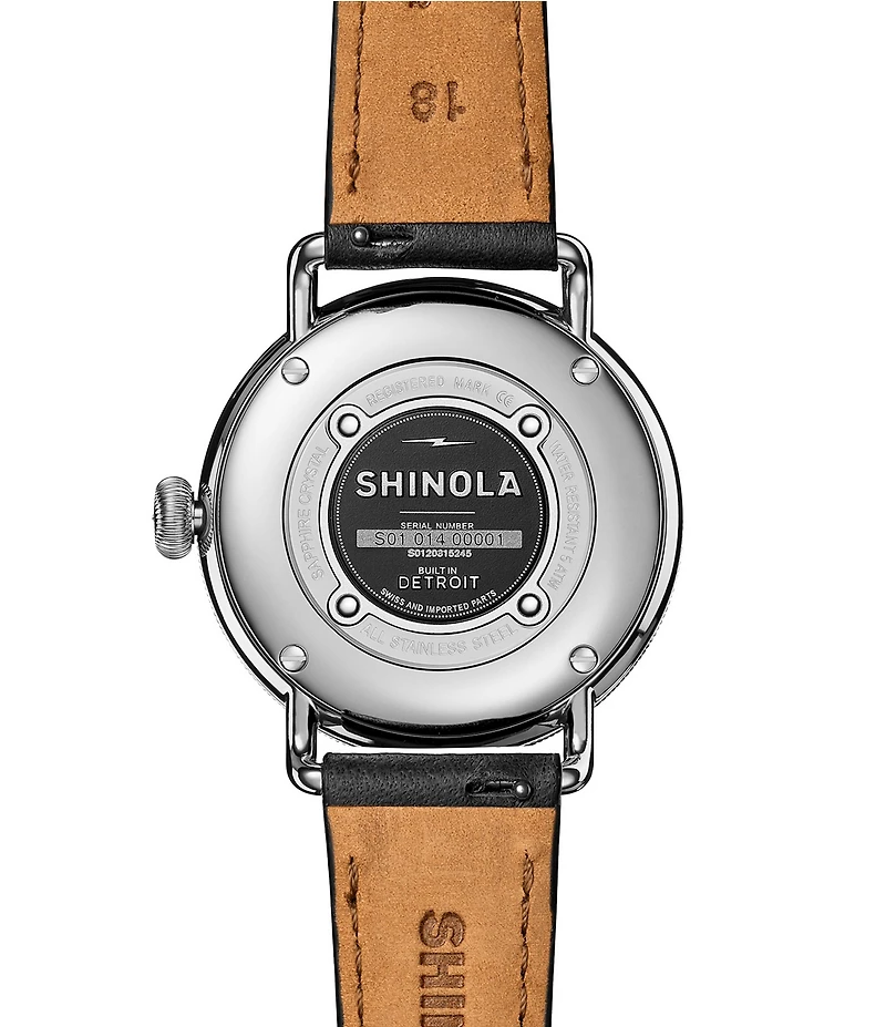 SHINOLA Unisex Canfield 3 Hand Analog Leather Strap Watch