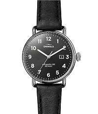 SHINOLA Unisex Canfield 3 Hand Analog Leather Strap Watch