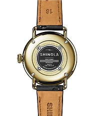SHINOLA Unisex Canfield Quartz Analog Black Leather Strap Watch