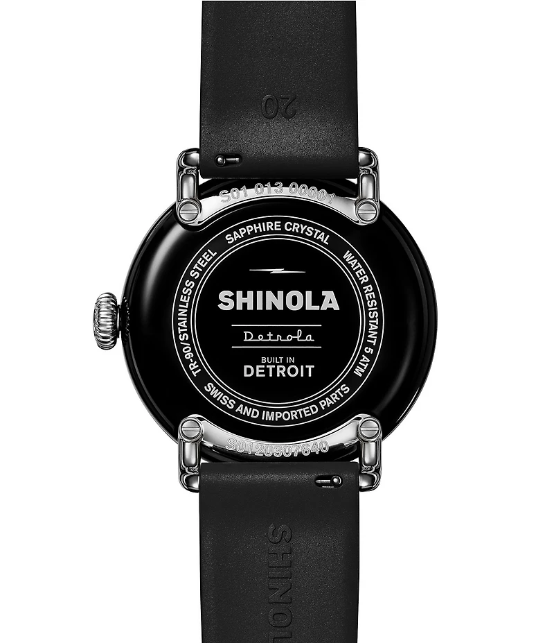SHINOLA Unisex Detrola Quartz Analog Rubber Strap Watch