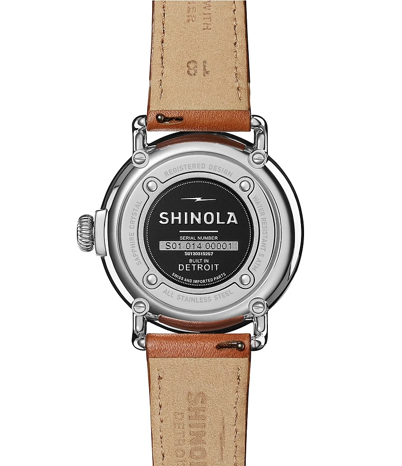 SHINOLA Unisex Runwell Quartz Analog Tan Leather Strap Watch
