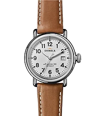 SHINOLA Unisex Runwell Quartz Analog Tan Leather Strap Watch