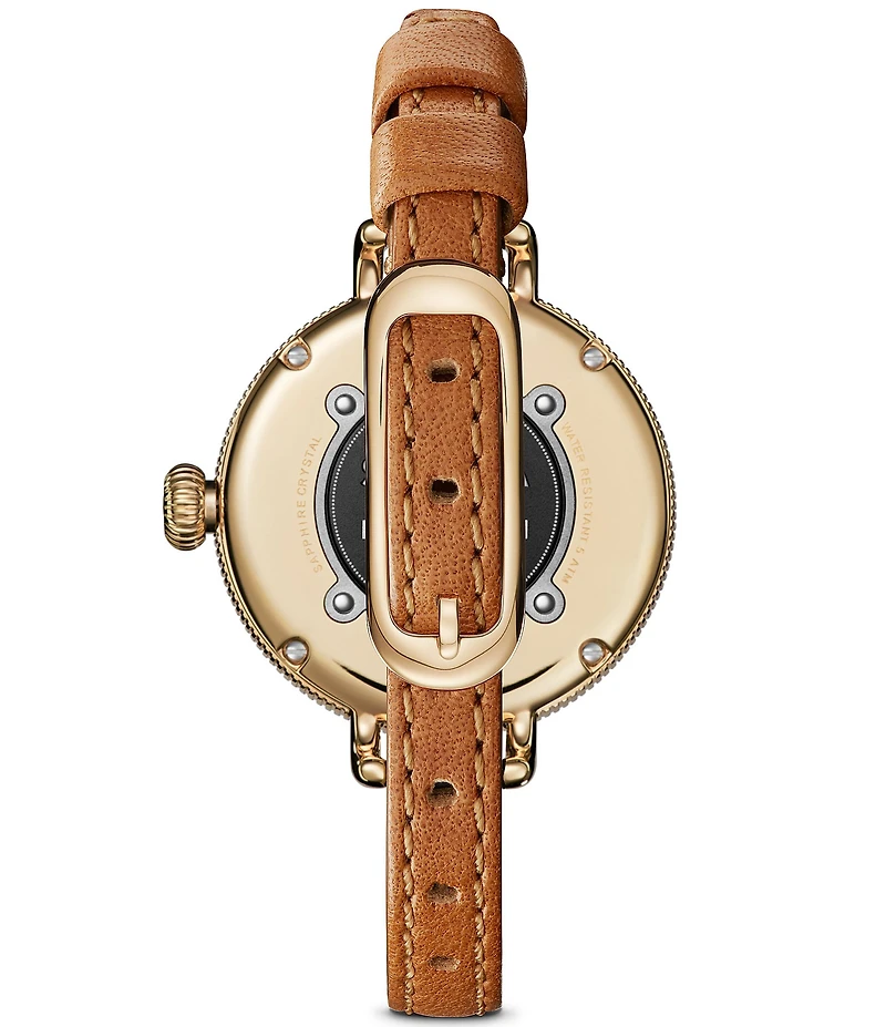 SHINOLA Women's Birdy Moon Phase Quartz Automatic Tan Leather Strap Watch