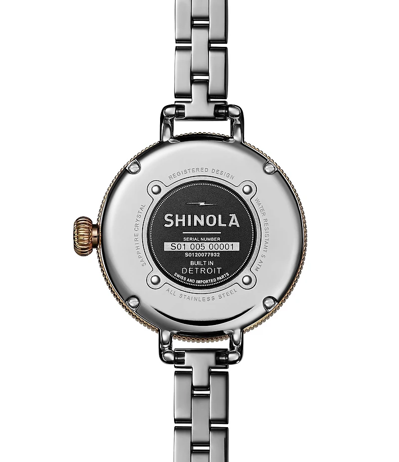 SHINOLA Women's Birdy Quartz Analog Two Tone Stainless Steel Bracelet Watch