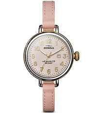 SHINOLA Women's Birdy Quartz Automatic Light Pink Leather Strap Watch
