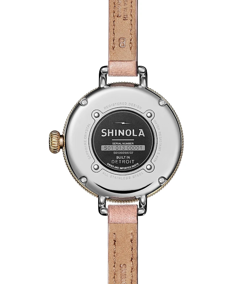 SHINOLA Women's Birdy Quartz Automatic Light Pink Leather Strap Watch