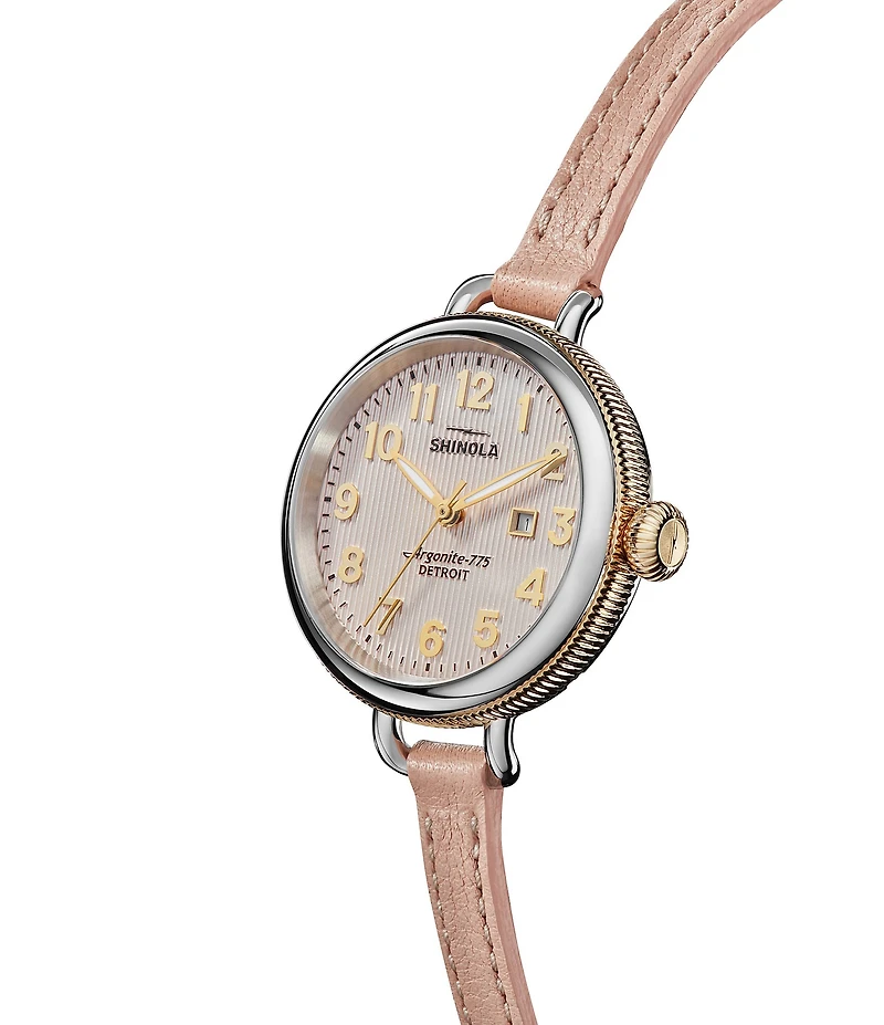 SHINOLA Women's Birdy Quartz Automatic Light Pink Leather Strap Watch